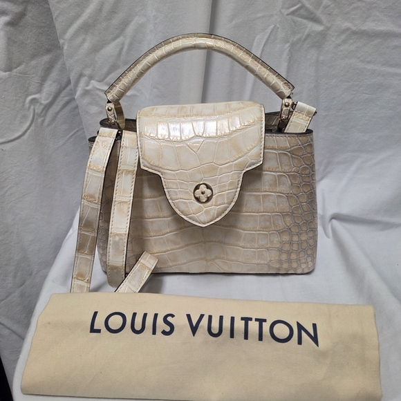 Louis Vuitton Cream Crocodile Leather Handbag - Picture 1 of 9